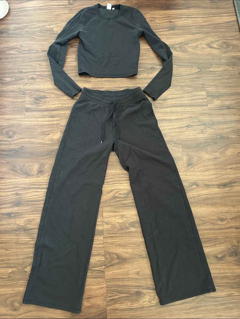 Aritizia TNA matching set lounge set wide leg waffle S